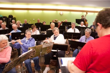 Band3 Led by Band Director Donna Bressler (foreground, right) N.27, the Sun City Concert Band rehearses at Meadow View Lodge for their upcoming performances. (Photo by Chris LaPelusa/Sun Day)
