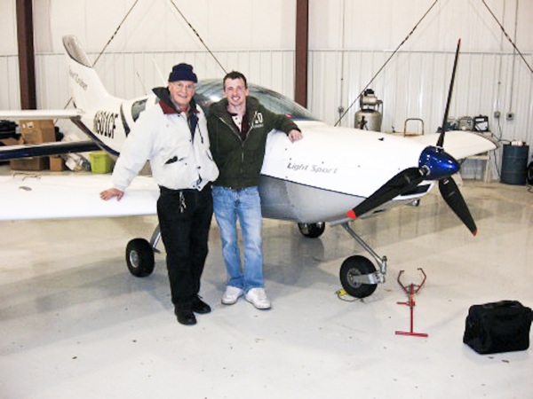 Sun City resident Jerry Grimmonpre (left) has logged 25,000 hours in flight. His grandson Kendall (right) is 21 and, with 500 hours, a year away from becoming an airline pilot. (Photo by Chris LaPelusa/Sun Day)