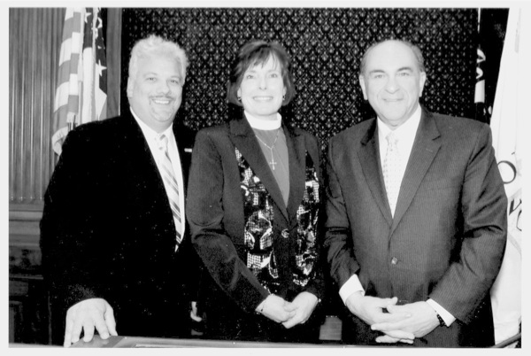 Pictured (from left to right) are Franks, Gats, and Assistant Majority Leader Lou Lang (D-Skokie). (Photo provided)