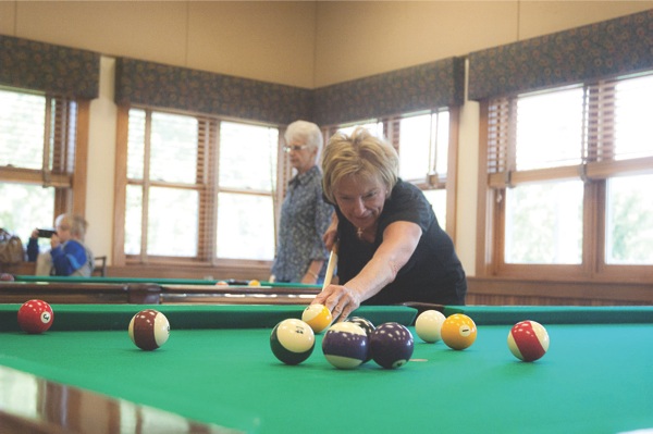 Sun City resident Marty Brenner of N.33 founded the Sharkettes, an informal division of the Cue Club for female players. (Photo by Chris LaPelusa/Sun Day)