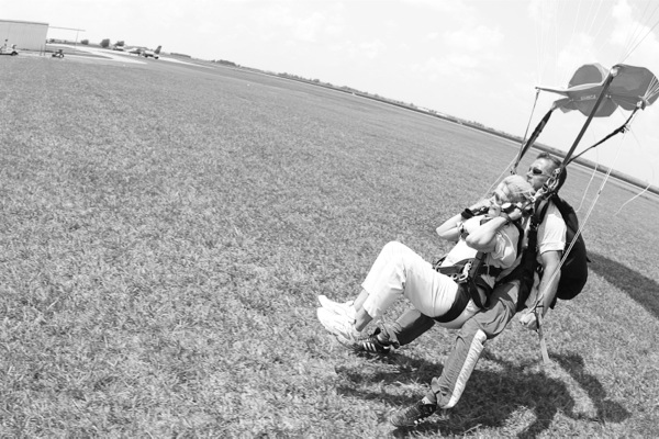 Dorgan comes in for a landing with her instructor.