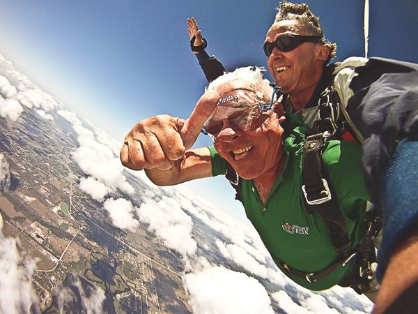Sun City resident Lyle Emory always wanted to feel the rush of skydiving. While vacationing recently in Florida, Emory took the plunge in the wild blue yonder. (Photos provided)