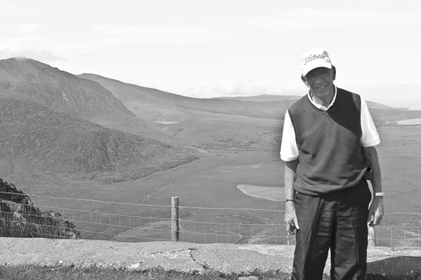 Walter Roth stands on a golf course in Ireland. Roth’s sons took him on a 10-day trip to Ireland for his 75th birthday. (Photo provided)