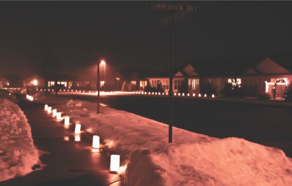 Lions Club of Sun City luminaria light up a neighborhood at a previous Christmas. (Photo provided)