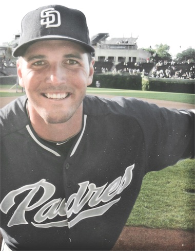 Jake Goebbert with the San Diego Padres at Wrigley Field while playing the Cubs in July of this year. (Photo provided)