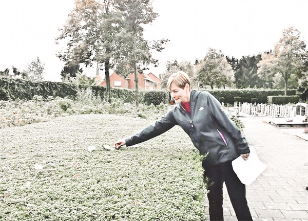 Suzy Phillips Anderle at the cemetery where her father, First Lt. Joseph L. Phillips, was buried in 1944-45. (Photos provided)