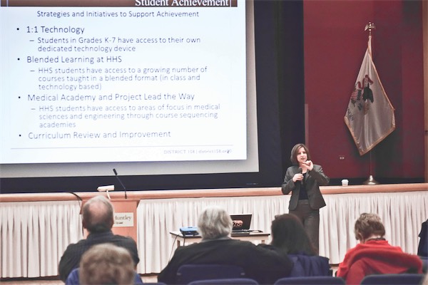 ￼D158 Chief Academic Officer Erika Schlichter address program advancements and expansions. (Photo provided)