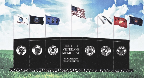 This artist rendition shows how the memorial will display the flags of each branch of the American military. (Image provided)