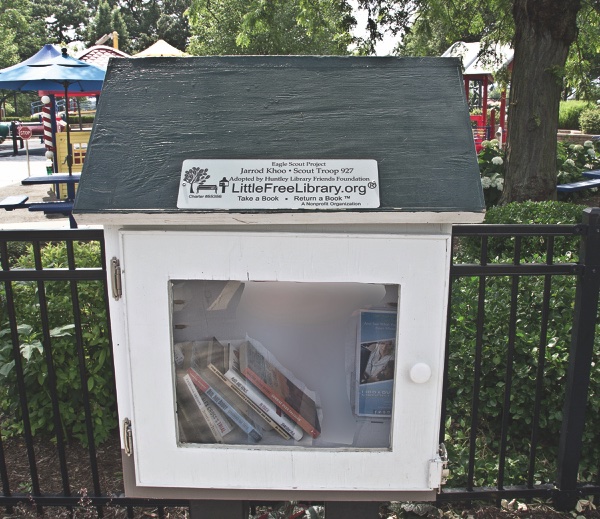 One Little Free Library, built by Jarrod Choo, stands in Deicke Park. Another is on the way to Sun City. (Photo by Tony Pratt/Sun Day)