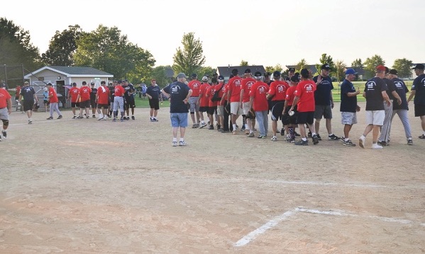 Teams congratulate each other after the games. 
