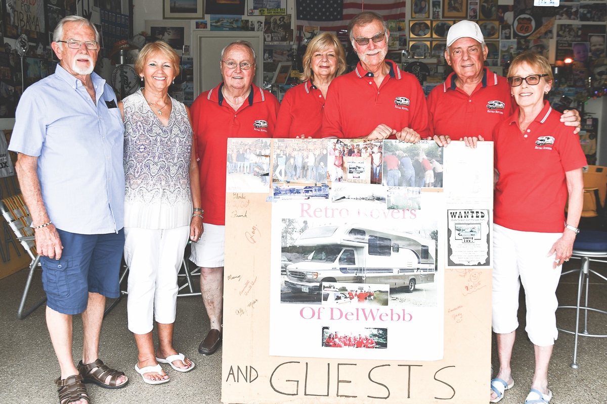 Retro Rover club members (L to R): Bill O’Malley, Sharon Lynch, Roy Diez, JoAnn Diez, Phil Cody, Bill DeGiulio and Judy DeGioulio. (Photo by Christine Such/Sun Day)