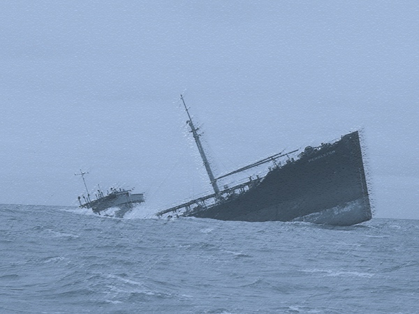 Bow section of Pendleton aground near Pollock Rip Lightship. (Photo provided)