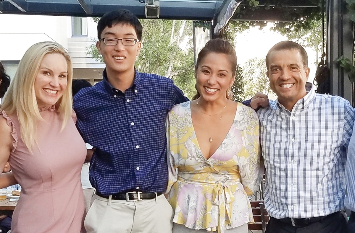 Tim Cho (second from left) here with his support team for the Jeopardy. (Photo provided)