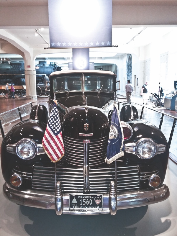 This Presidential limousine is a part of a display featuring limos used by various presidents from Roosevelt, to Eisenhower, to Kennedy.