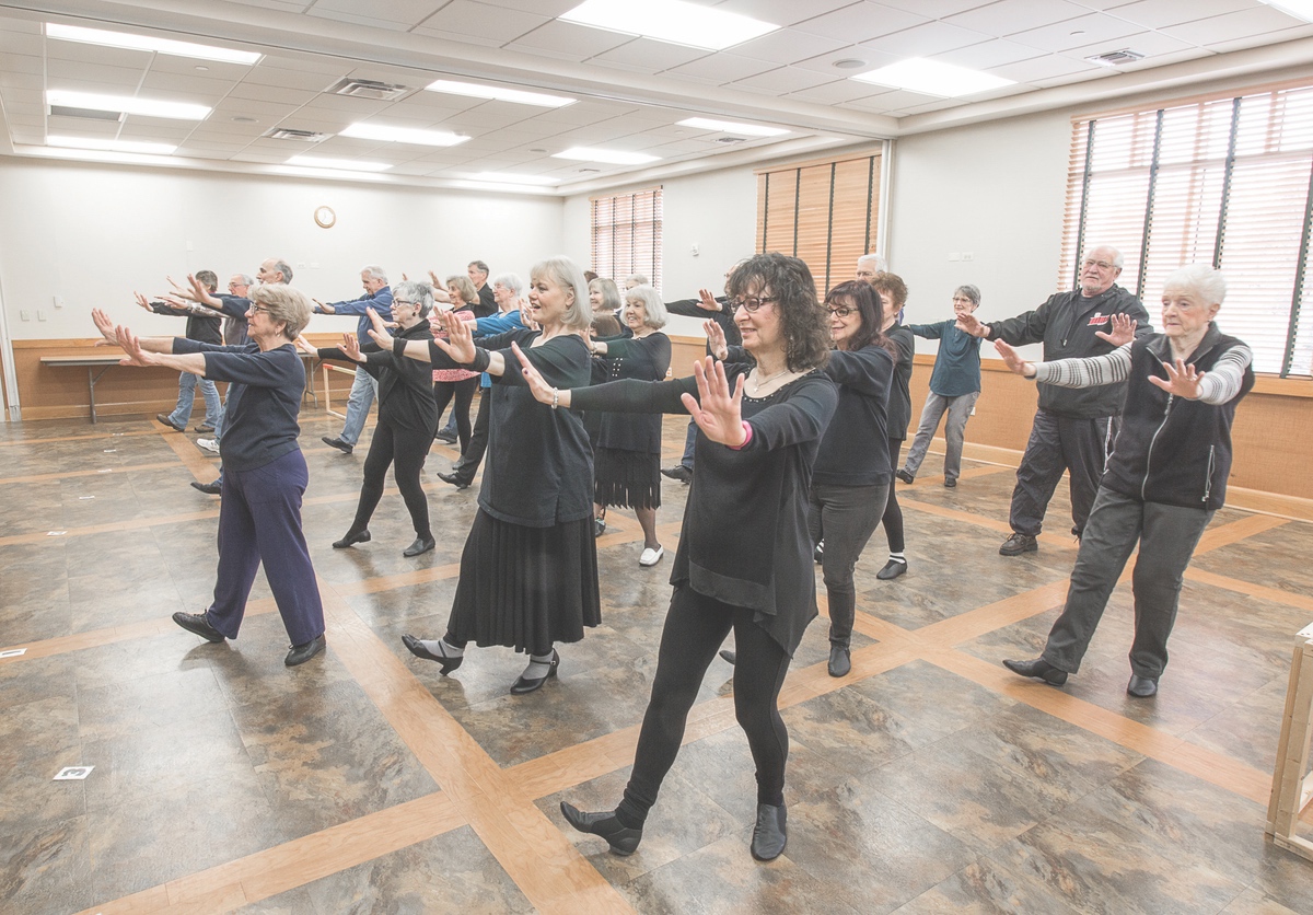 Young Frankenstein cast rehearses the dance number for Puttin’ on the Ritz. (Photo by Tony Pratt/Sun Day)