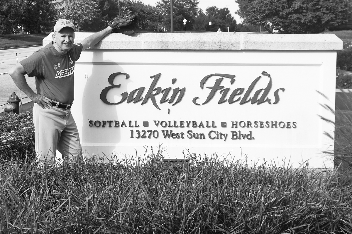 After spending a summer writing his first poem, softball player Robert Moravec delivers a big hit for the club and residents. (Photo by Christine Such/Sun Day)