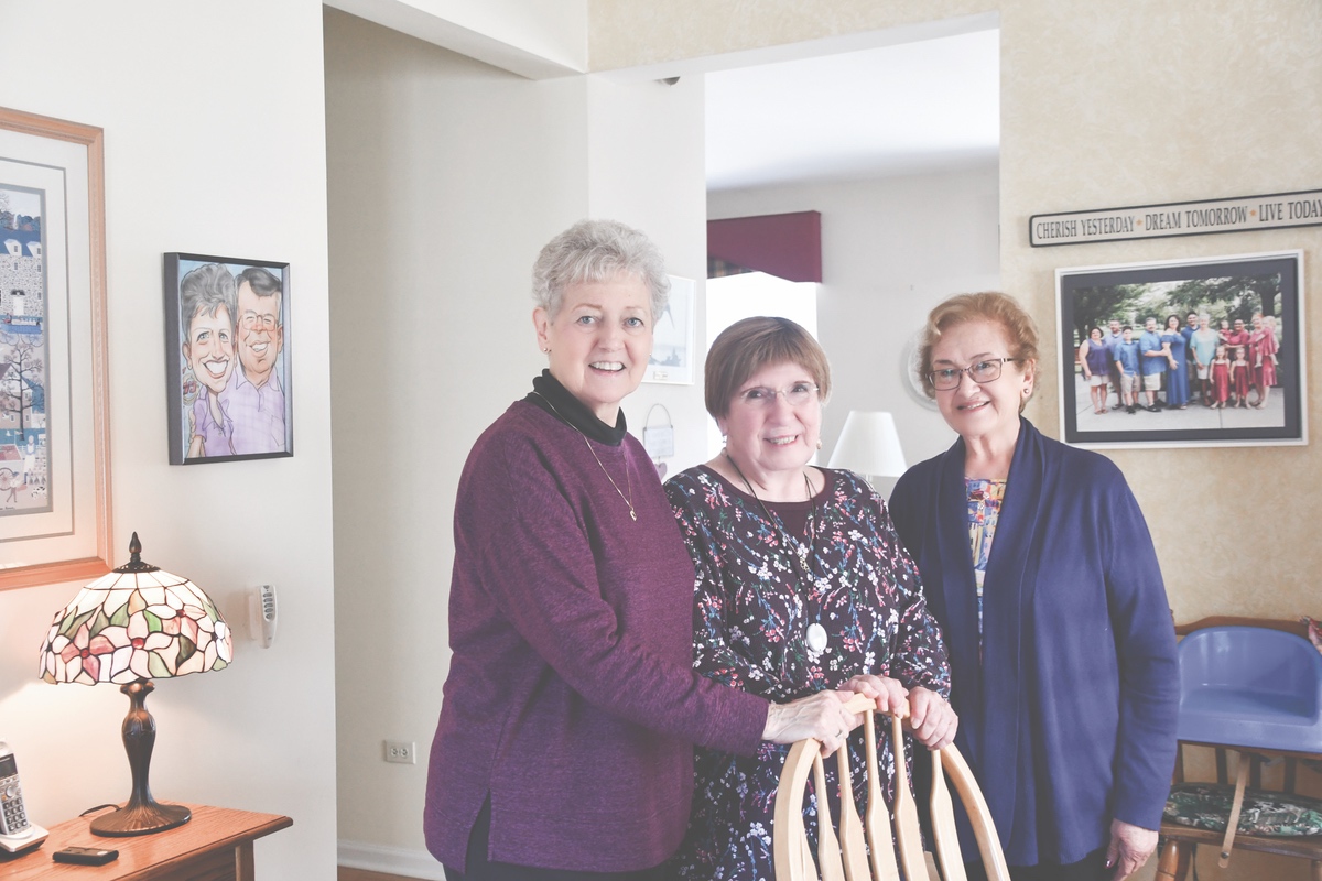 (L to R) Pat Henning, Maureen Brinkman and Diana Gonzales able to meet in small groups after full vaccinations ready to help others in their time of grief. (Photo by Christine Such/Sun Day)