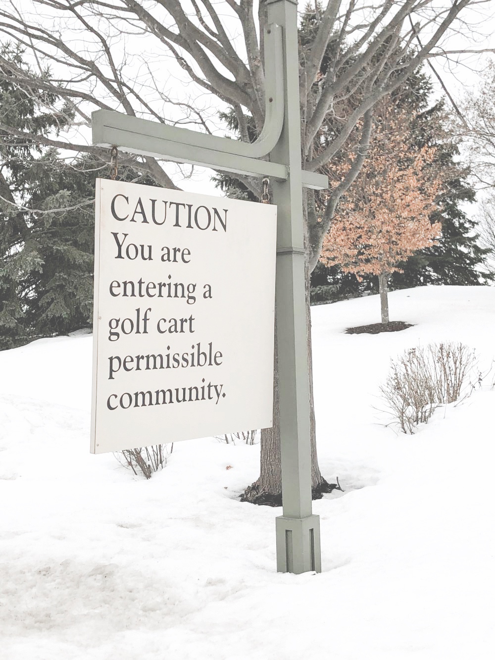 WBSC member Paxton Knopsnyder sees a need for signage around Sun City, like this golf cart notice, alerting drivers whom they share roads. (Photo provided)