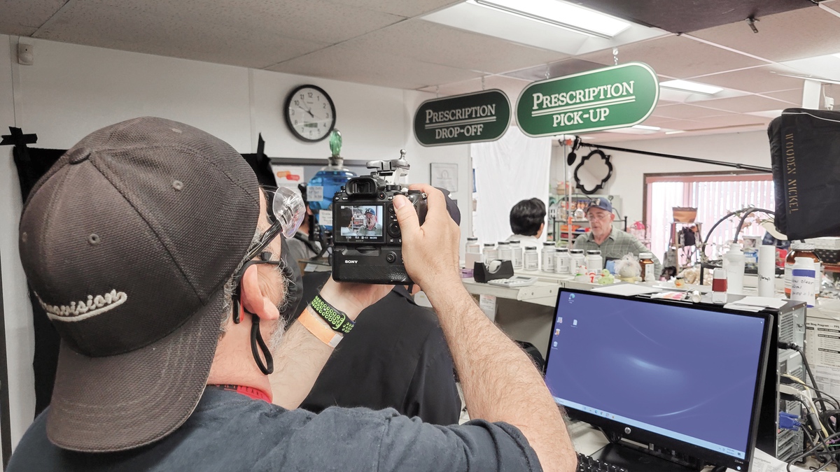 Behind-the-scenes look at Oscar winning actor J.K. Simmons filming a scene in on location in Wauconda Pharmacy. (Photos provided)