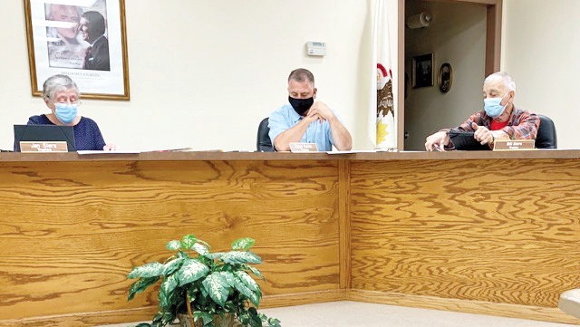 Huntley Village Trustee Ronda Goldberg brings numerous allegations against Rutland Township Board. Seated here are Rutland Township Trustees (L-R) Jan Siers, Dave Kenik and Bill Siers at the September 14th township board meeting. (Photo by David Goode/My Sun Day News)