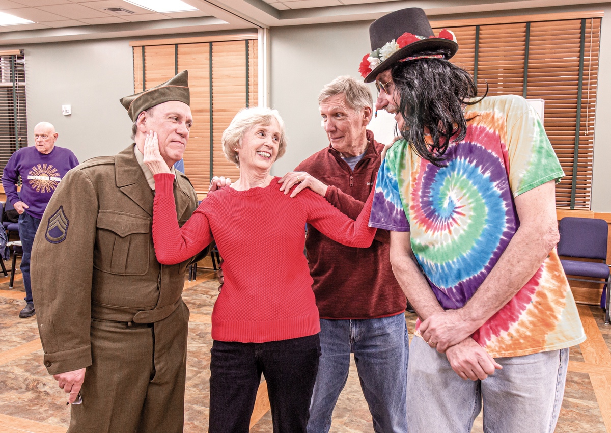 Sentimental Journey Cast Members (L to R) Bob Mianulli, Diane Scott, Russ Howard, and Dick Storer at rehearsal. (Photos by Tony Pratt/My Sun Day News)