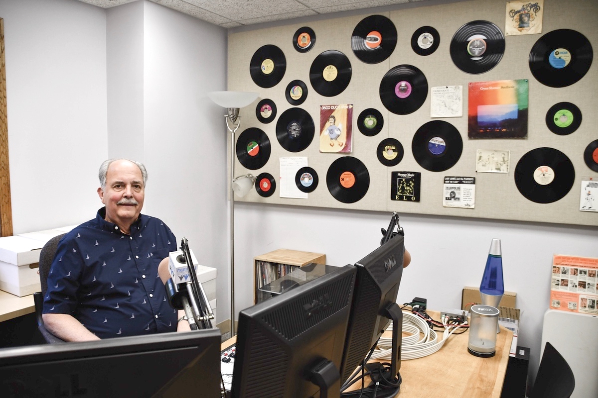 HCR Executive Director Jim Eggers in a recording studio at HCR. (Photo by Christine Such/My Sun Day News)