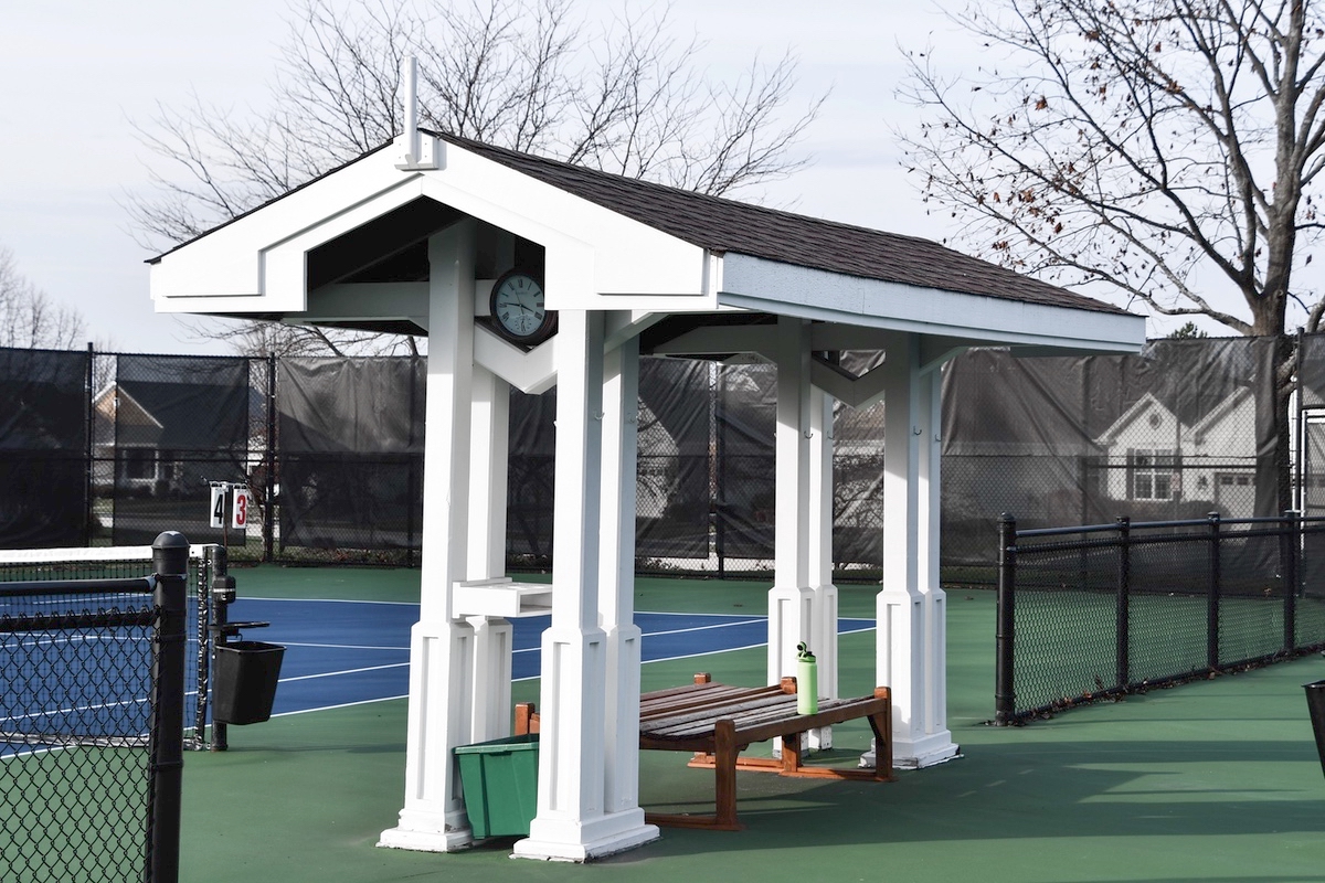 Like many other improvements around Sun City, the Woodchucks constructed this cover over a bench on the tennis courts.