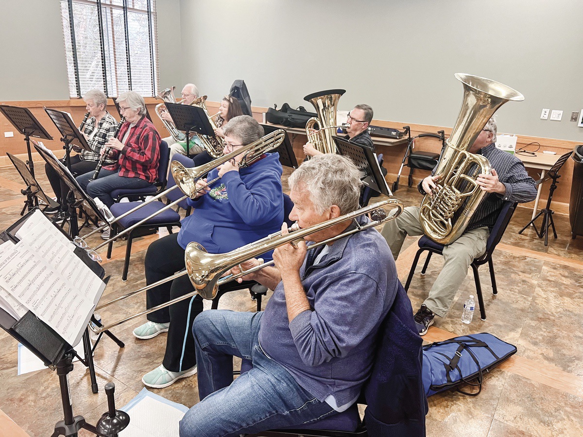 Trombones, clarinets, tubas and euphoniums rehearse for “Under The Big Top. (Photo provided)