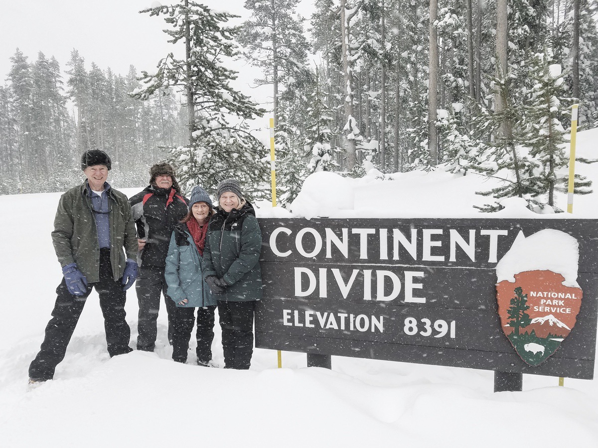 L to R Bill Blair, Ted Basker, Alice Basker, and Janie Blair standing at the Continental Divide in Yellowstone National Park. (Photo provided)