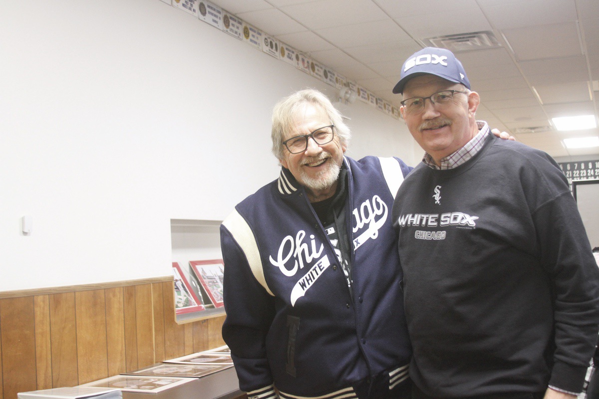 Former Chicago White Sox Fan Club members John Lampinen (L), of Huntley and brother Joe, of Algonquhin, attend the club’s first meeting for 2024.