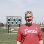 Sun City Softball Club President Chuck Hund at Veterans Memorial Field, which is ready for the 2025 Sun City softball season. (Photo by Steve Peterson/My Huntley News)