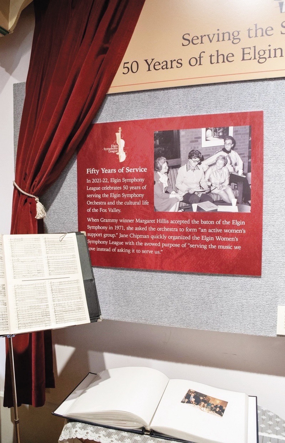 A poster at ESO commemorates the Elgin Symphony League, where Bell volunteers. (Photo provided)