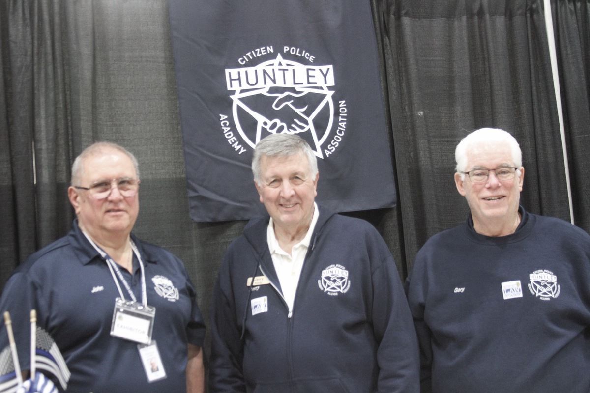 The Huntley Citizens Police Academy Alumni Association took part in the Huntley Area Chamber of Commerce's EXPO held March 14. From left: John Piwko, Jerry Reedy and Gary Gartell. (Photo by Steve Peterson/My Huntley News)