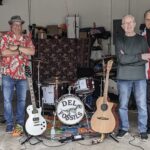 L to R: Mike Atkocaitis, Chris Nielson, John Dwyer, and Dave Corbett make up The Del Fossils, the homegrown rock band on a mission to play in every Sun City neighborhood. (Photo by Christine Such/My Sun Day News)