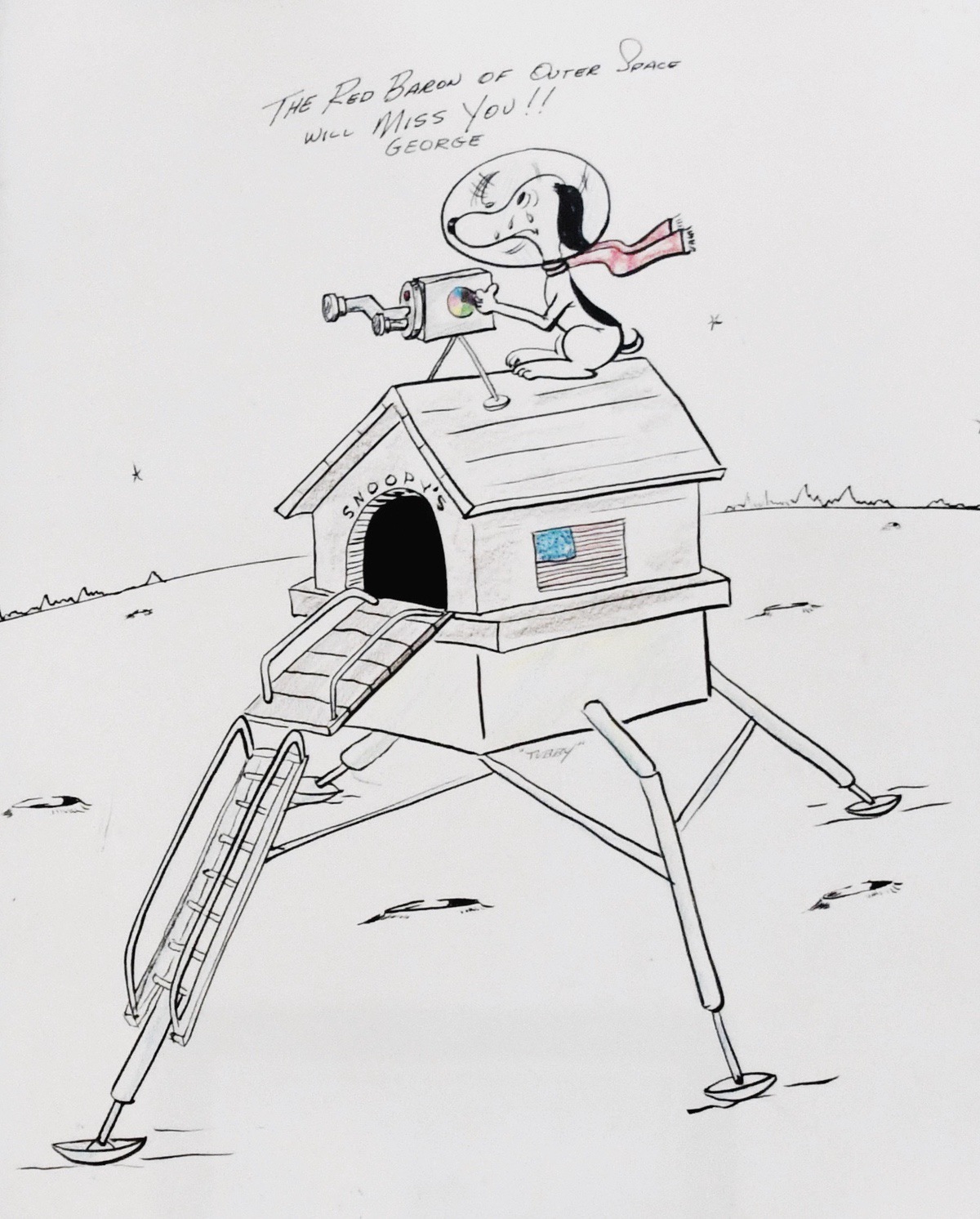 After Apollo 11, Gawell concluded his work at Cape Kennedy and was given this personalized Peanuts cartoon as a parting gift.