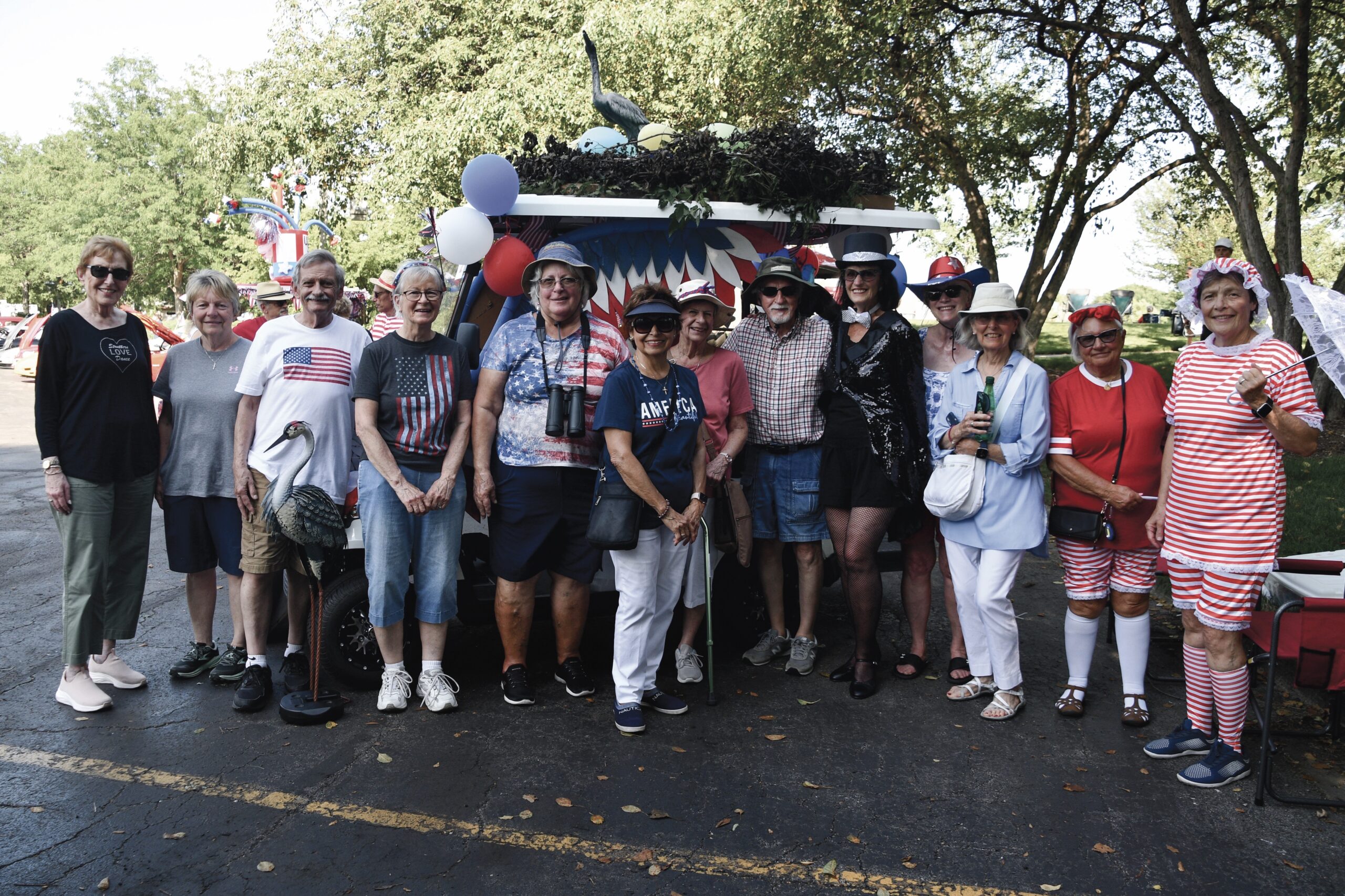 Members of the Birdwatching Club pose with winning golf cart. (Photos by Christine Such/My Sun Day News)