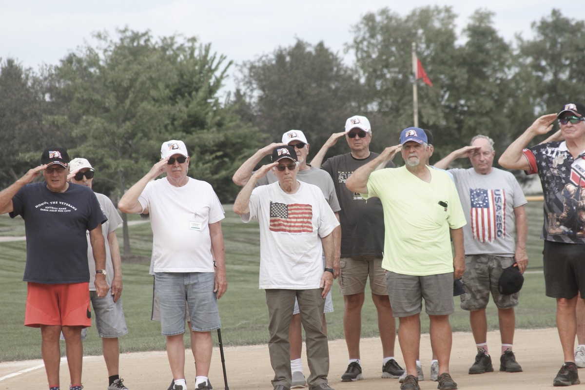 A group of Sun City US Army veterans participates in Honor Our Veterans event, Sept. 12 at Sun City Memorial Field. (Photo by Steve Peterson/My Sun Day News)